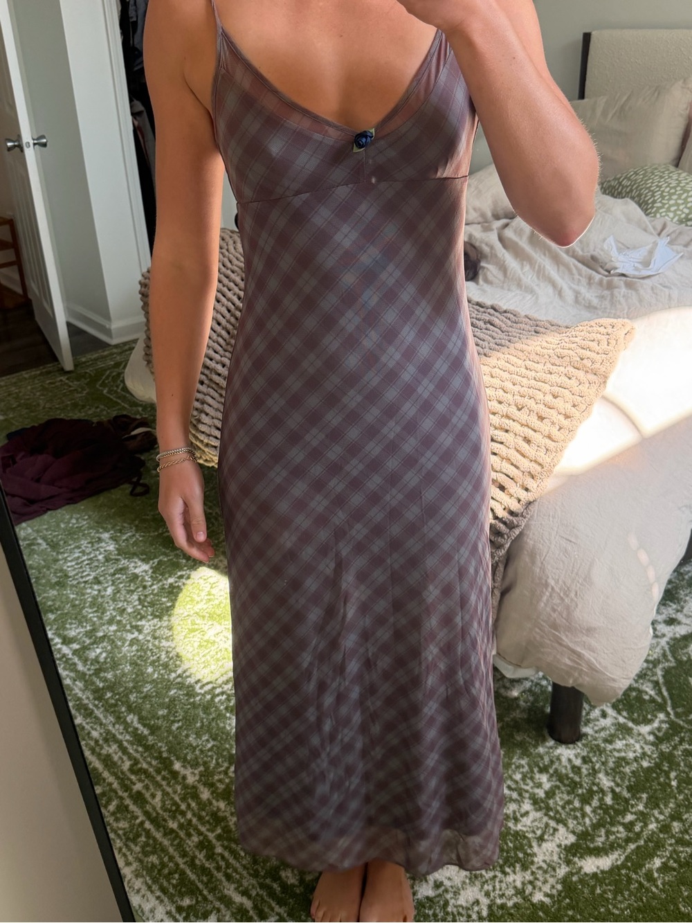 Kimchi Blue Plaid Maxi Slip Dress